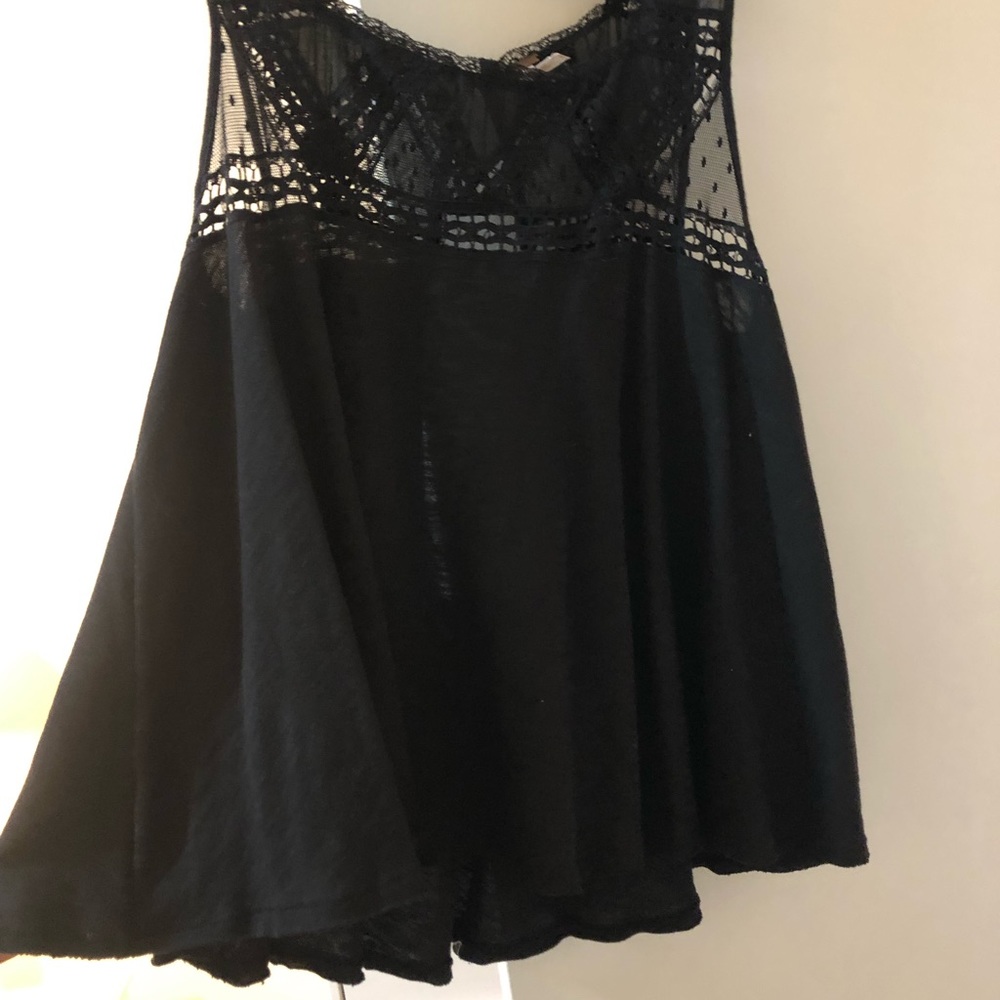 Free people black lace sleeveless top